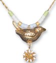 Zarah Co Jewelry 8905G7N Bird and Daisy Gold Necklace