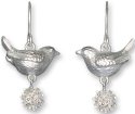Zarah Co Jewelry 8905S1N Bird and Daisy-Silver Earrings
