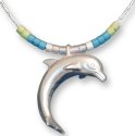 Zarah Co Jewelry 8911S7N Dolphin Silver Necklace