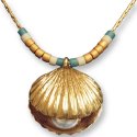 Zarah Co Jewelry 8915G7 Shell and Pearl-Gold Necklace